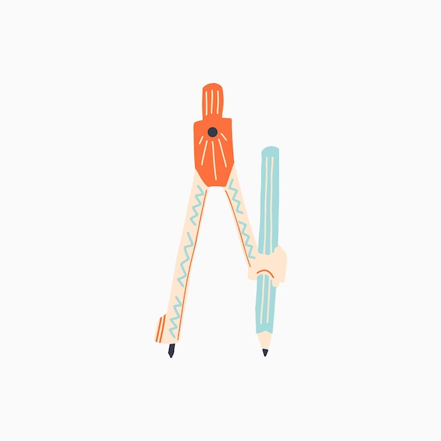 Creamy Compass Ruler Bright Cute Stationery Illustration