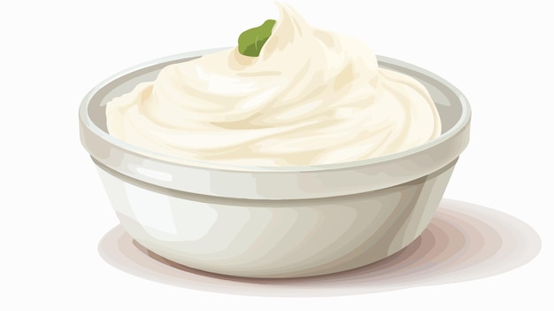 Vector creamy sauces collection homemade sour cream and mayonnaise in bowls