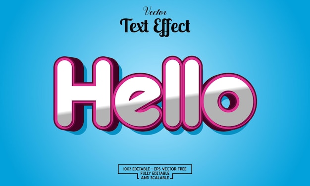 create on a blue background hello editable text effect