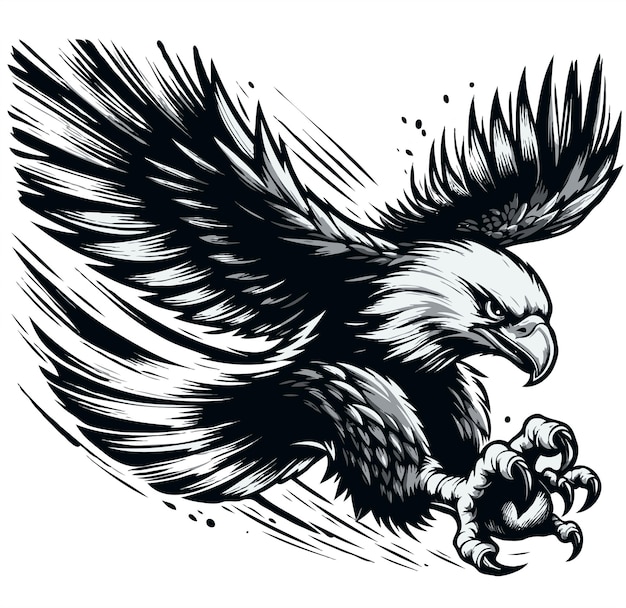 Create a dynamic vector of an eagle swooping down to catch its prey