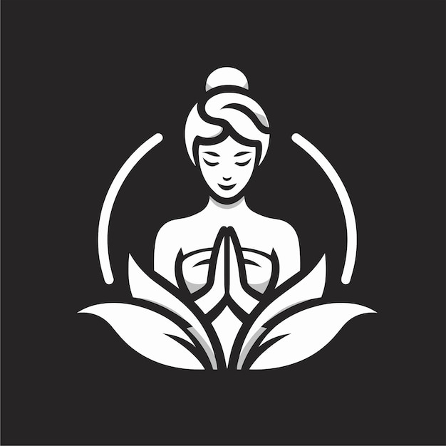 Create a logo about a beauty and health business with a main image of a woman with her hands togeth