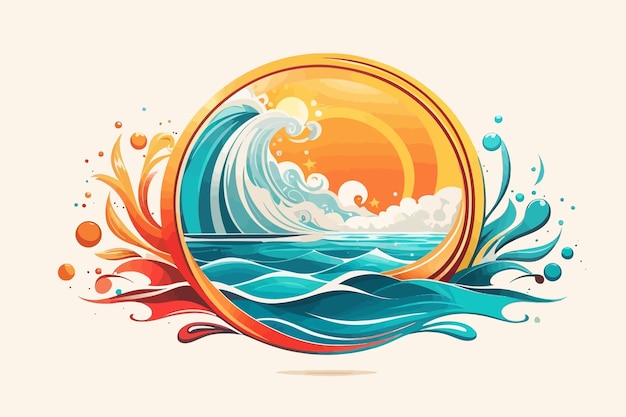 create a logo that represents the swimming pool the sun and an anchor illustration