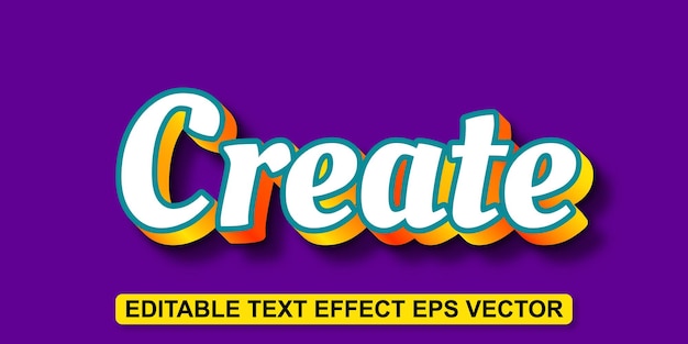 Create white color editable 3d text effect eps vector