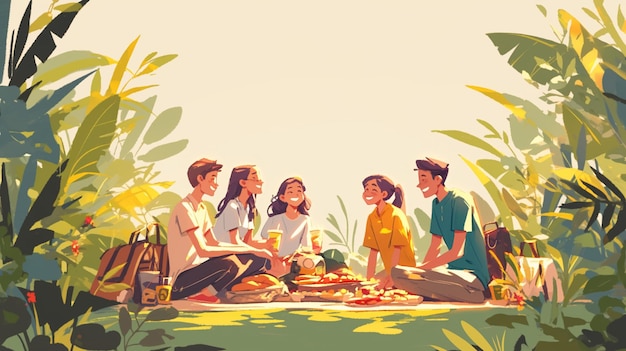 Vector creating a relaxed atmosphere with office picnics