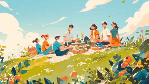 Vector creating a relaxed atmosphere with office picnics