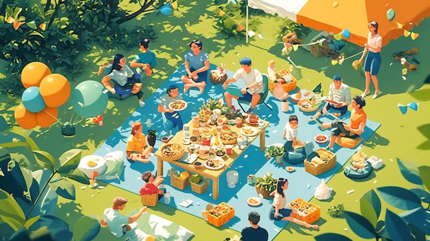 Vector creating a relaxed atmosphere with office picnics