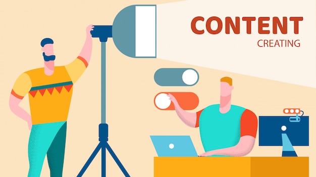 Creating Vlog Content Flat Vector Banner Template