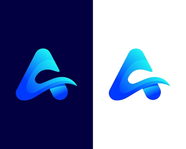 Creative A 3d letter logo design and technology concept illustration