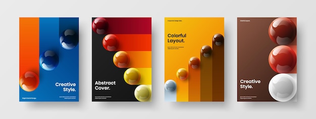 Creative 3D spheres journal cover template set