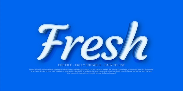 Creative 3d text fresh editable style effect template on blue background