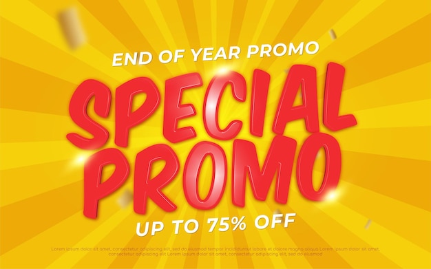 Creative 3d text Special Promo editable style effect template suitable for end of year promo