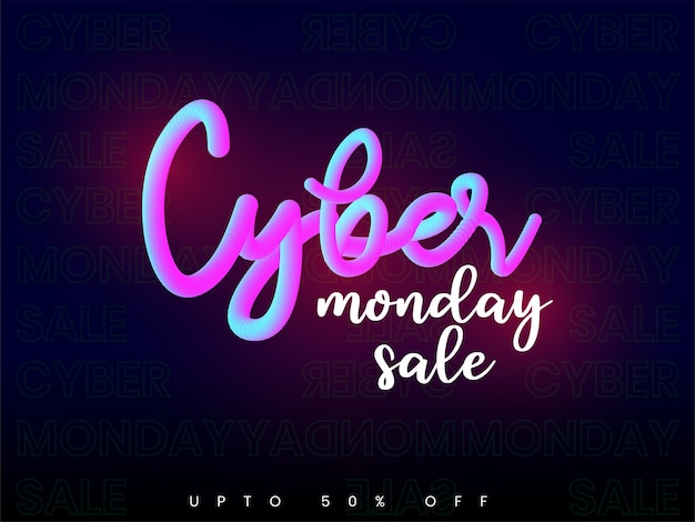 Creative 3d typography on Cyber Monday sale Banner header and poster background design template