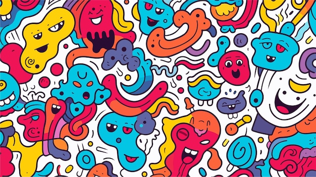 Vector creative abstract fun line doodle seamless pattern