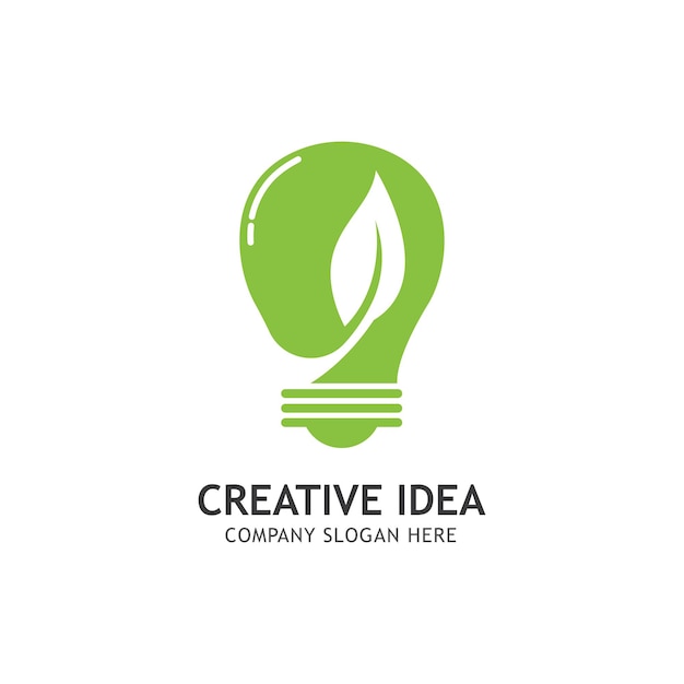 Creative Abstract Green Bulb Leaf Logo Design Vector Symbol Illustration