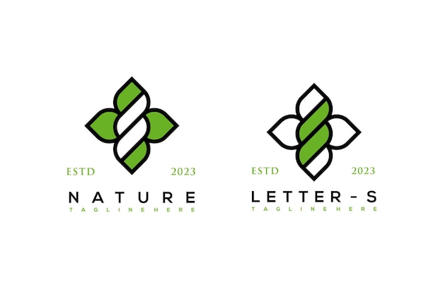 Creative abstract letter S with leaf icon logo design color editable vector illustration