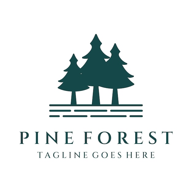 Creative abstract pine tree and pine forest Logo template design isolated backgroundLogos for badgesbusinesschristmasbrands and natural products