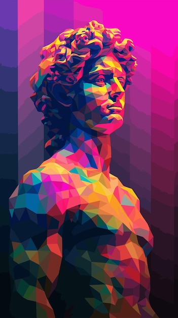 Creative Abstract plaster statue of David in Geometric shapes Minimal concept art Kaleidoscopic 3