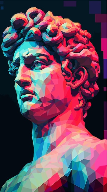 Creative Abstract plaster statue of David in Geometric shapes Minimal concept art Kaleidoscopic 3