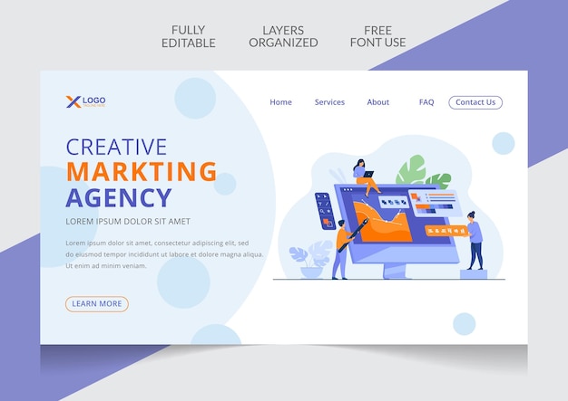 Creative agency Landing page design editable template