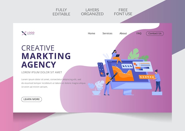 Creative agency Landing page design editable template