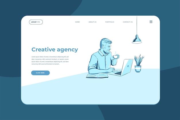 Creative agency landing page design Flat and minimal design