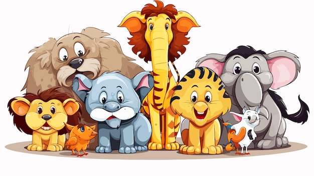 Vector creative animal teamwork illustration cartoon vector