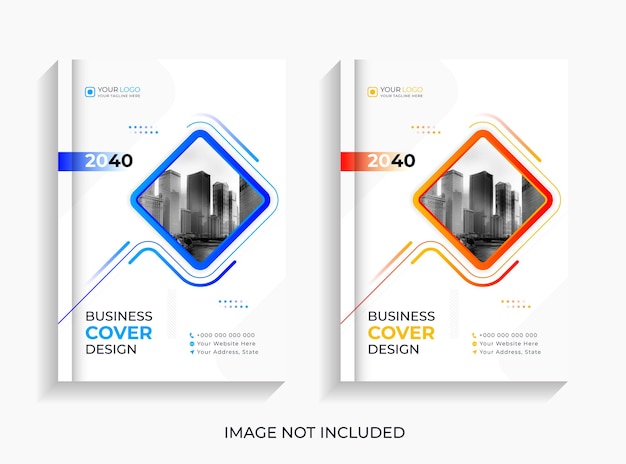 Creative Annual Book Cover Template Design Set Premium Vector