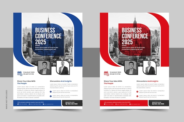 Creative annual business conference flyer template set or corporate business event flyer design