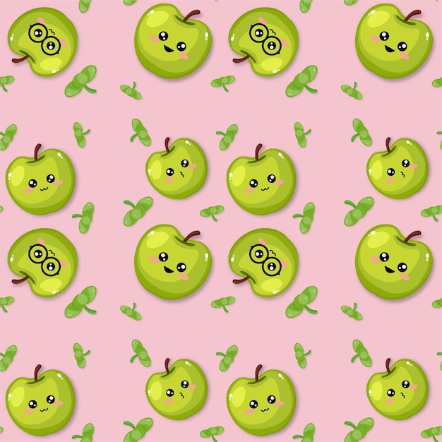 Creative apple emoticon pattern background