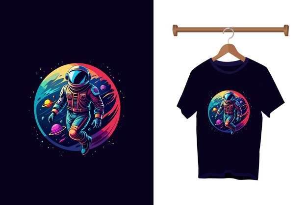 Vector creative astronaut tshirt design space themed graphic for apparel