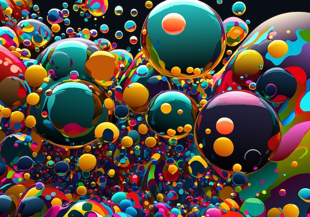 Creative background from mixed water and oil bubbles colorfull