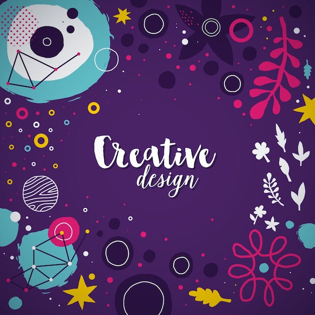 Creative background template with abstract hand drawn elements.