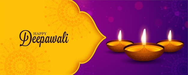 Creative banner poster design on the indian festival Happy Diwali Premium Vector