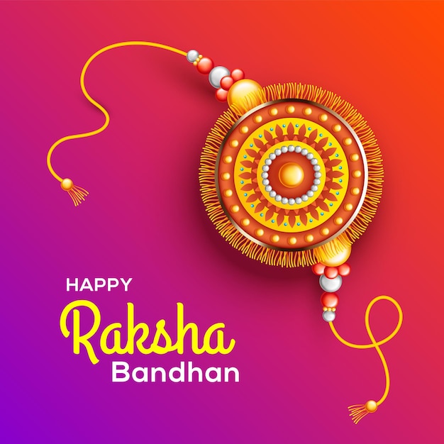 Creative beautiful Rakhi on gradient background for Raksha Bandhan Vector Illustration