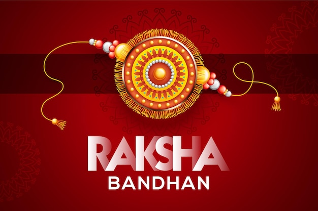 Creative beautiful Rakhi on red background for Raksha Bandhan Vector Illustration