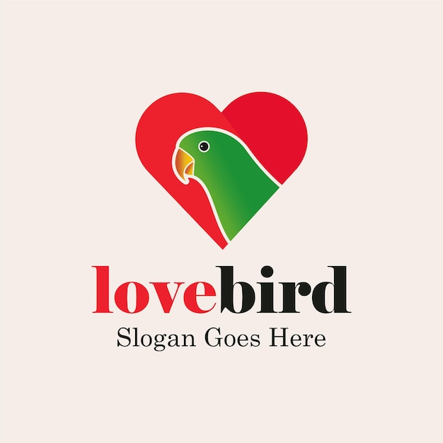 Creative beautiful red love bird logo design templatexA