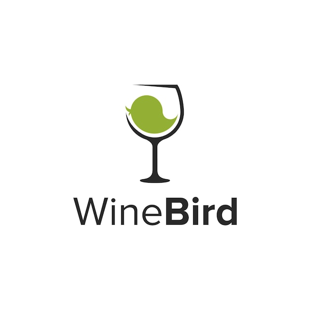 creative bird in wine glass simple modern logo design