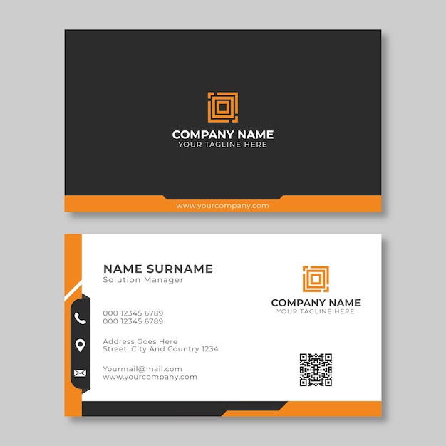 Creative black and orange business card design template