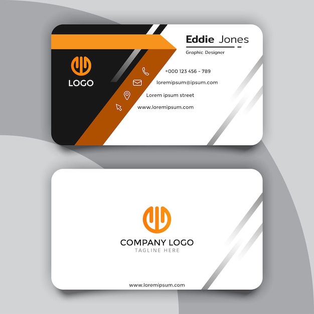 Creative black and orange business card template design