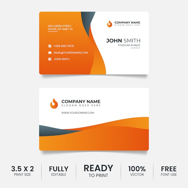 Creative black and orange business card template