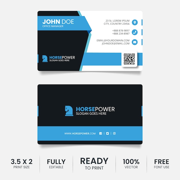 Creative blue and black business card template