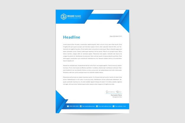 Creative blue business letterhead design