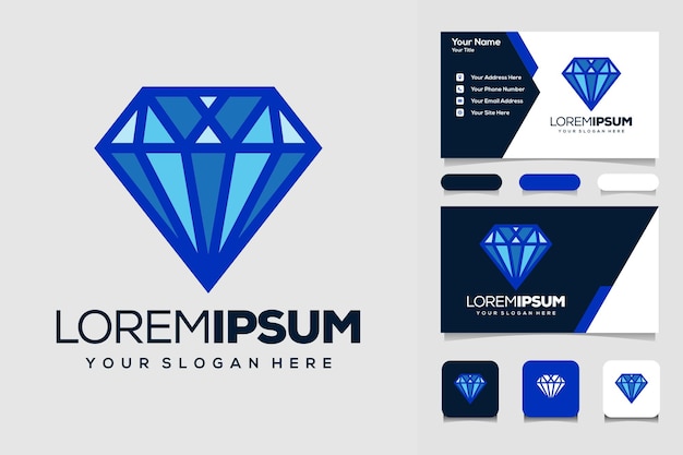 creative blue  diamond logo design template and business card