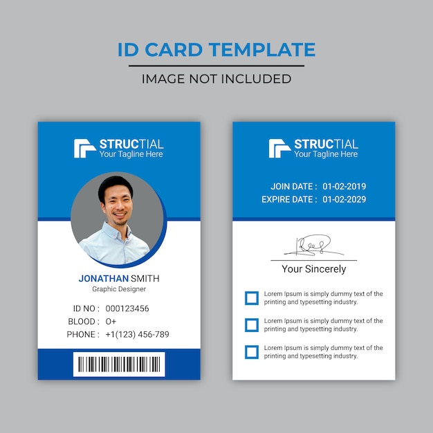 Creative blue id card design