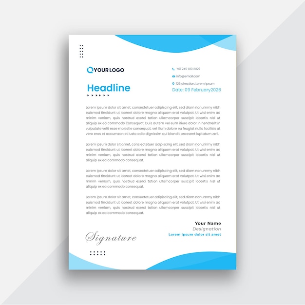 Creative blue letterhead template