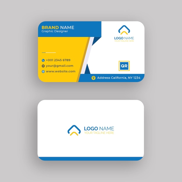 Creative blue and yellow business card design template