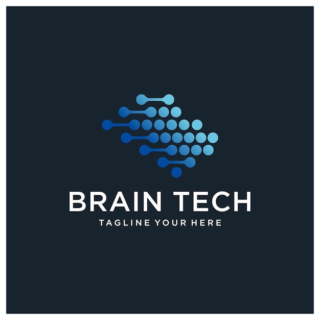 Creative brain abstract vector logo design template Braintech Vector illustration