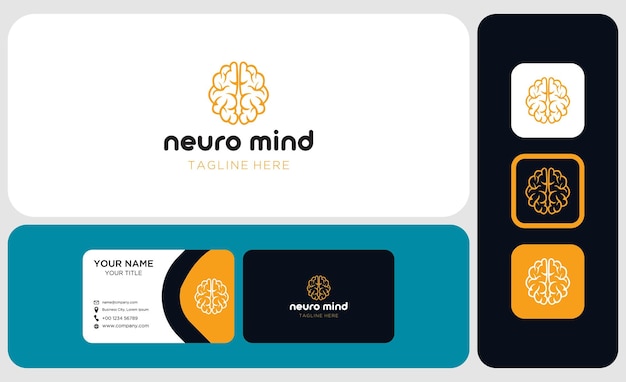 creative brain logo concept and business card design with modern tech vector