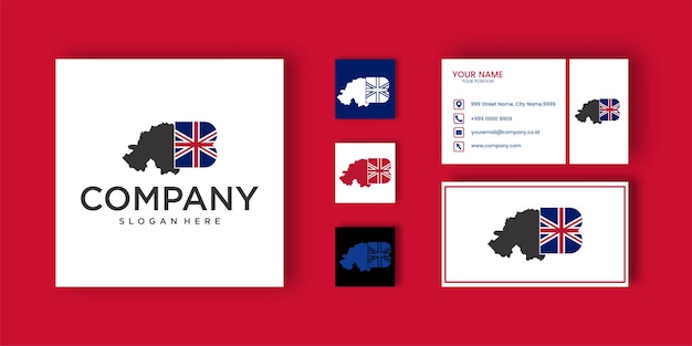 Creative british map logo in black and red