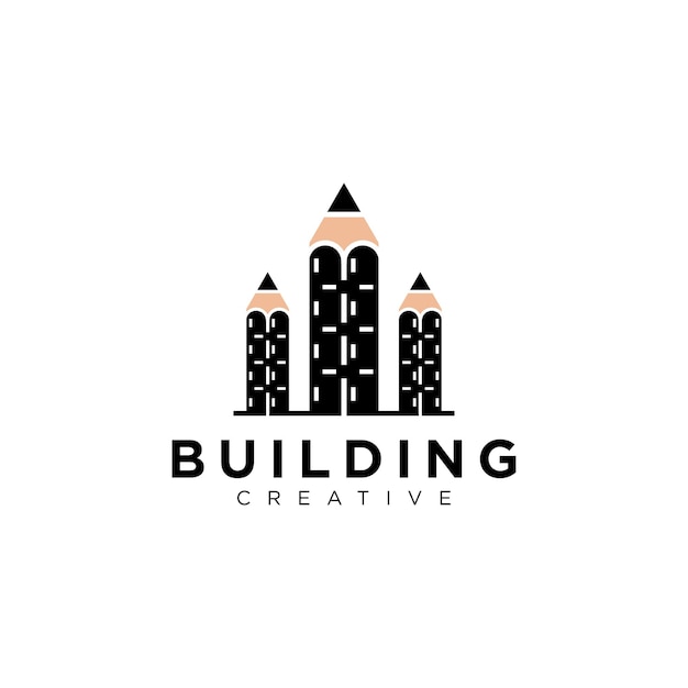 Creative building logo design vector template modern logo concept pencil and building